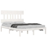 Bed Frame without Mattress White 183x203 cm King Solid Wood - Side View