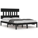 Bed Frame without Mattress Black 183x203 cm King Solid Wood - Front View