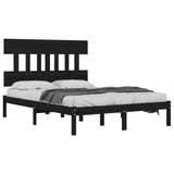 Bed Frame without Mattress Black 183x203 cm King Solid Wood - Side View