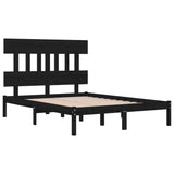 Bed Frame without Mattress Black 183x203 cm King Solid Wood - Top-Down View