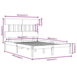 Bed Frame without Mattress Black 183x203 cm King Solid Wood