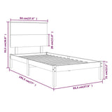 Bed Frame without Mattress White 90x190 cm Solid Wood - Rear View