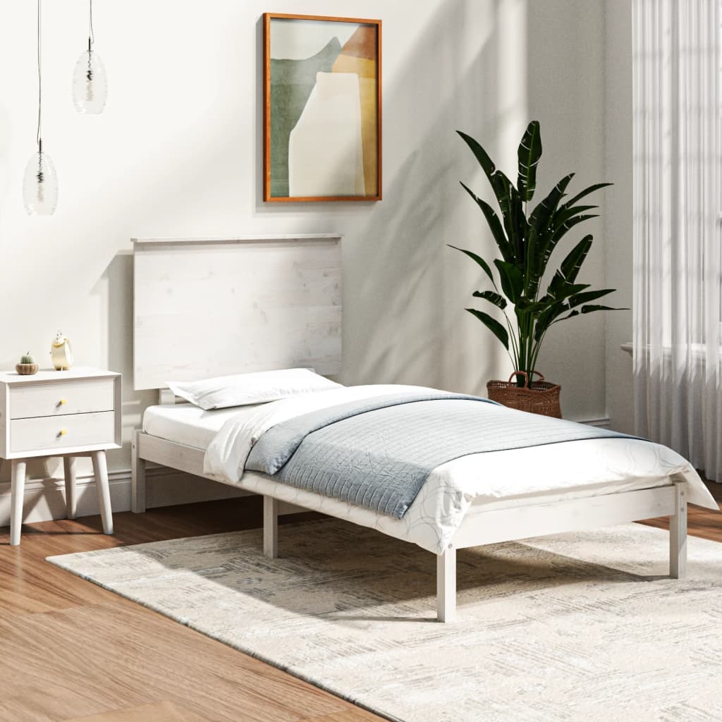 Bed Frame without Mattress White 90x190 cm Solid Wood