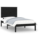 Bed Frame without Mattress Black 90x190 cm Solid Wood - Front View