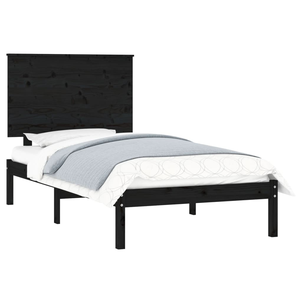 Bed Frame without Mattress Black 90x190 cm Solid Wood