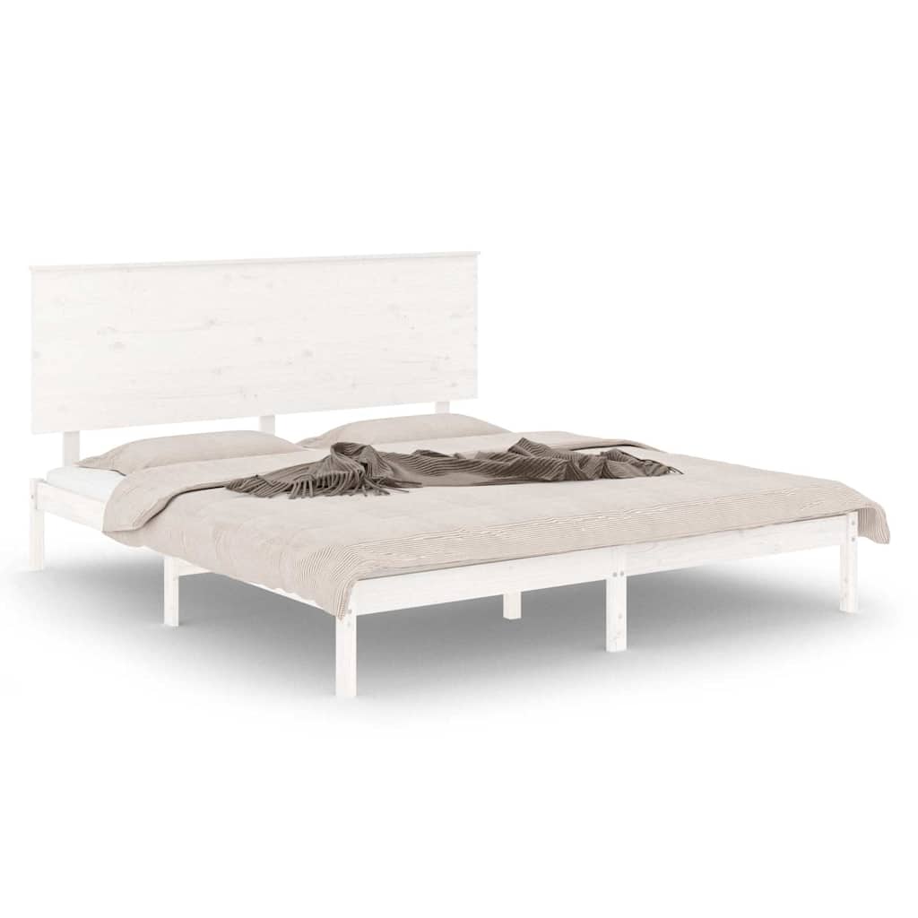 Bed Frame without Mattress White 150x200 cm Solid Wood