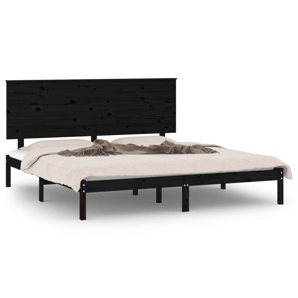 Bed Frame without Mattress Black 150x200 cm Solid Wood