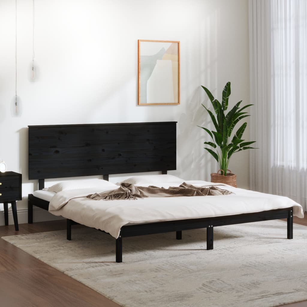 Bed Frame without Mattress Black 150x200 cm Solid Wood