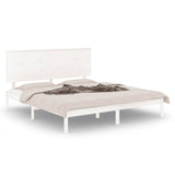 Bed Frame without Mattress White 183x203 cm King Solid Wood