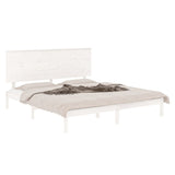 Bed Frame without Mattress White 183x203 cm King Solid Wood - Side View