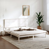 Bed Frame without Mattress White 183x203 cm King Solid Wood