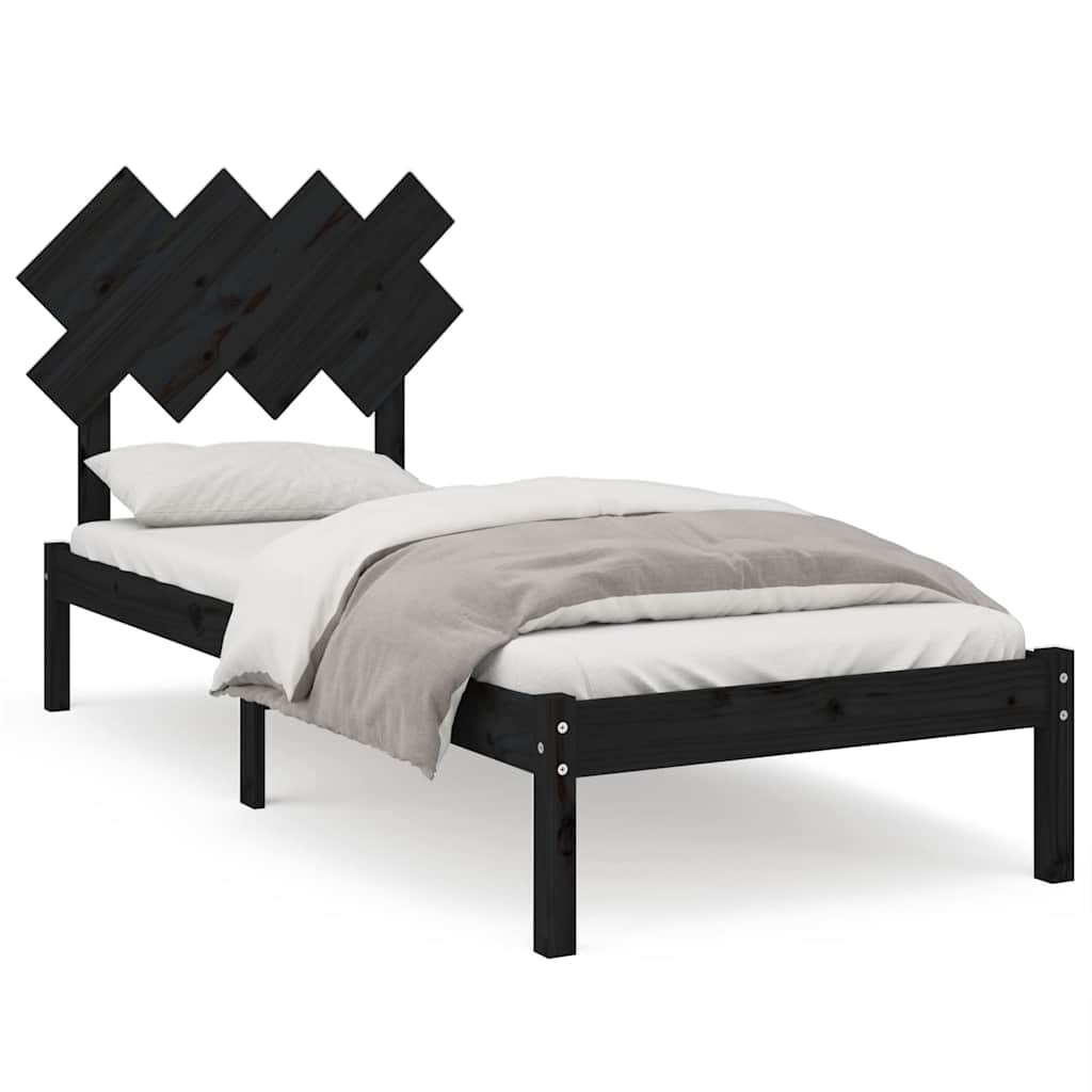 Bed Frame without Mattress Black 90x190 cm Solid Wood