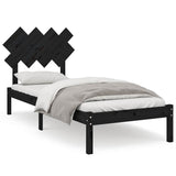 Bed Frame without Mattress Black 90x190 cm Solid Wood - Front View