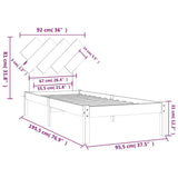 Bed Frame without Mattress Black 90x190 cm Solid Wood - Rear View