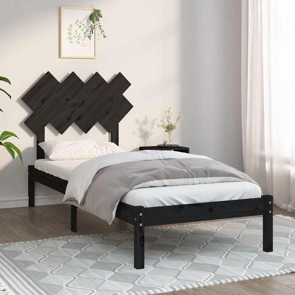 Bed Frame without Mattress Black 90x190 cm Solid Wood