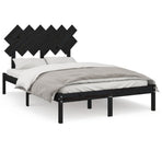 Bed Frame without Mattress Black 135x190 cm Solid Wood