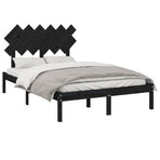 Bed Frame without Mattress Black 135x190 cm Solid Wood