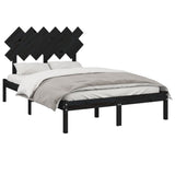 Bed Frame without Mattress Black 135x190 cm Solid Wood - Side View