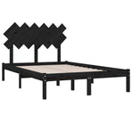 Bed Frame without Mattress Black 135x190 cm Solid Wood