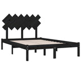 Bed Frame without Mattress Black 135x190 cm Solid Wood - Top-Down View