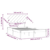 Bed Frame without Mattress Black 135x190 cm Solid Wood - Rear View