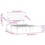 Bed Frame without Mattress 150x200 cm King Size Solid Wood