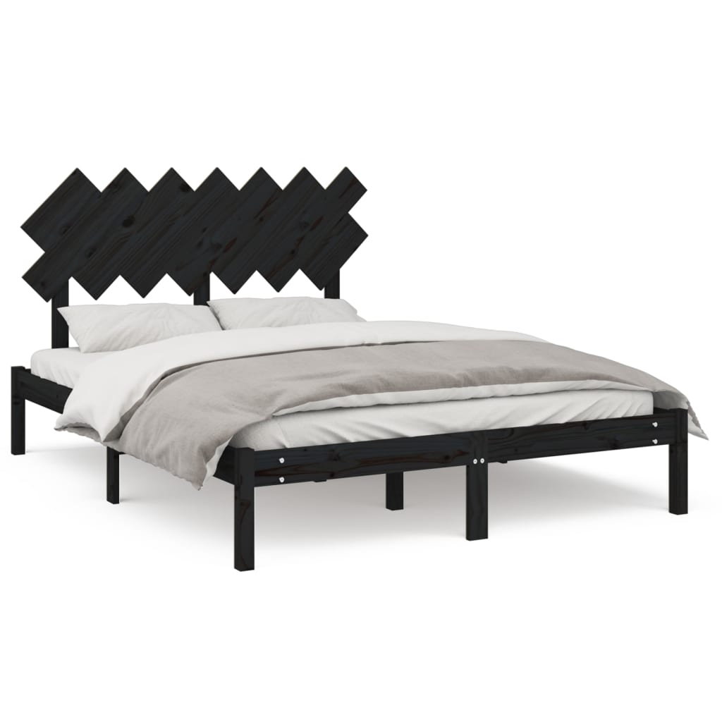 Bed Frame without Mattress Black 150x200 cm Solid Wood