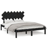 Bed Frame without Mattress Black 150x200 cm Solid Wood - Front View
