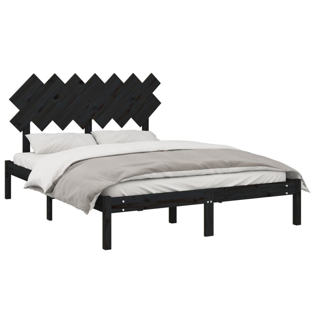 Bed Frame without Mattress Black 150x200 cm Solid Wood