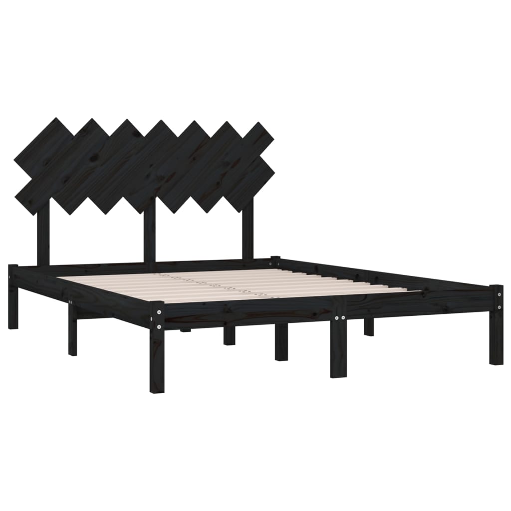 Bed Frame without Mattress Black 150x200 cm Solid Wood