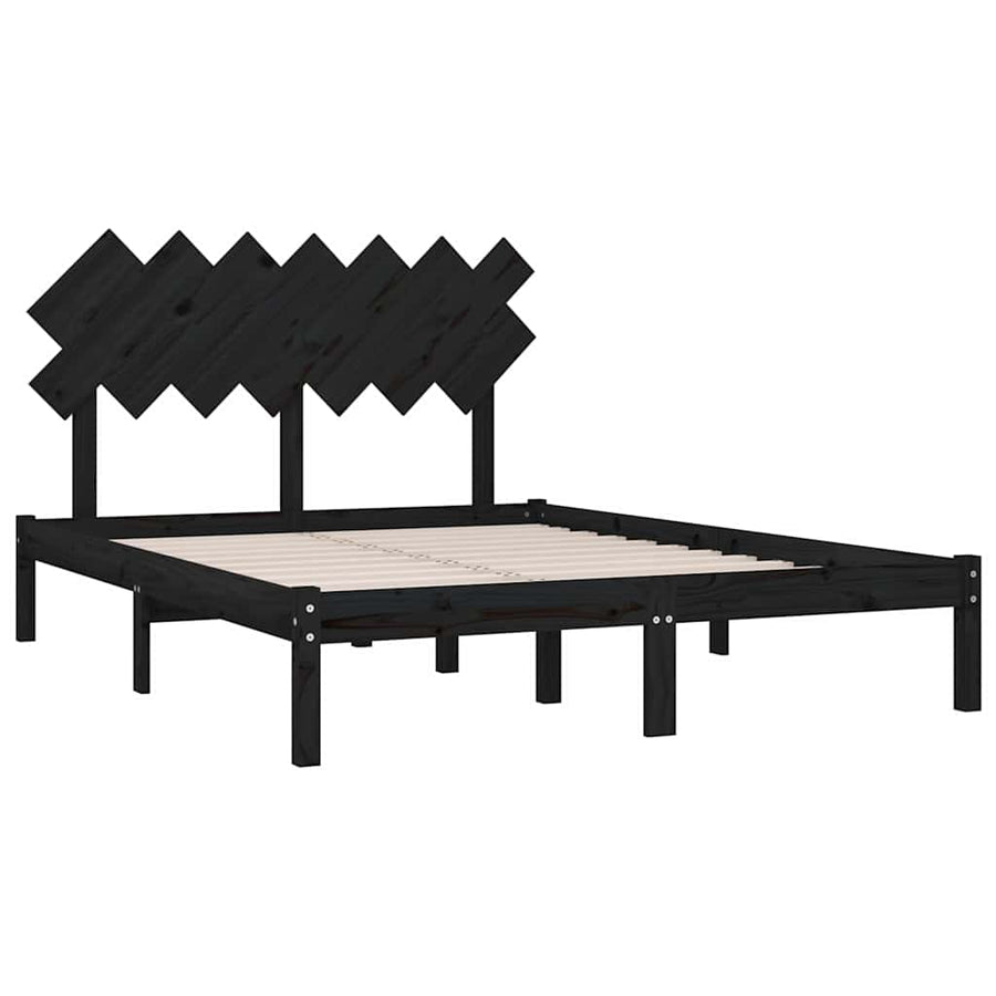Bed Frame without Mattress Black 150x200 cm Solid Wood