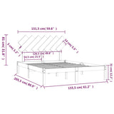 Bed Frame without Mattress Black 150x200 cm Solid Wood - Rear View