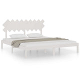 Bed Frame without Mattress White 183x203 cm King Solid Wood