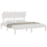 Bed Frame without Mattress White 183x203 cm King Solid Wood - Side View