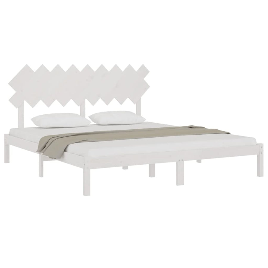 Bed Frame without Mattress White 180x200 cm Solid Wood