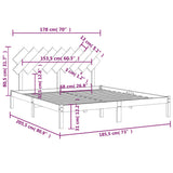 Bed Frame without Mattress White 183x203 cm King Solid Wood - Rear View