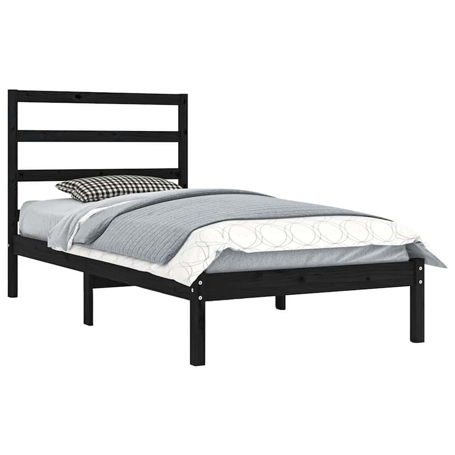 Bed Frame without Mattress Black 90x190 cm Solid Wood