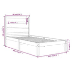 Bed Frame without Mattress Black 90x190 cm Solid Wood