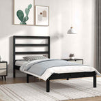 Bed Frame without Mattress Black 90x190 cm Solid Wood