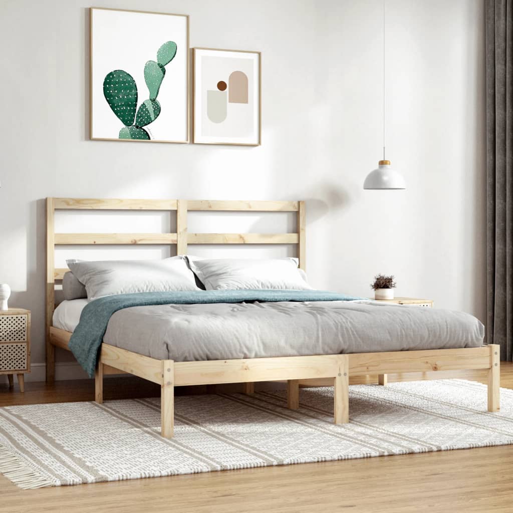 Bed Frame without Mattress 135x190 cm Solid Wood