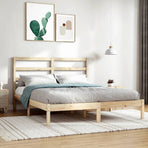 Bed Frame without Mattress 135x190 cm Solid Wood