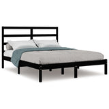 Bed Frame without Mattress Black 135x190 cm Solid Wood
