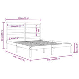 Bed Frame without Mattress Black 135x190 cm Solid Wood