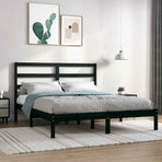 Bed Frame without Mattress Black 135x190 cm Solid Wood