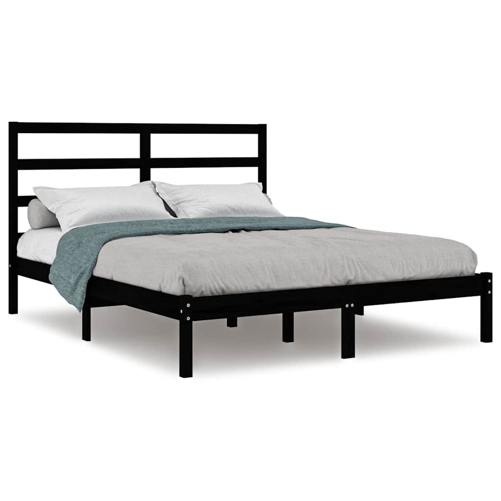 Bed Frame without Mattress Black 150x200 cm Solid Wood