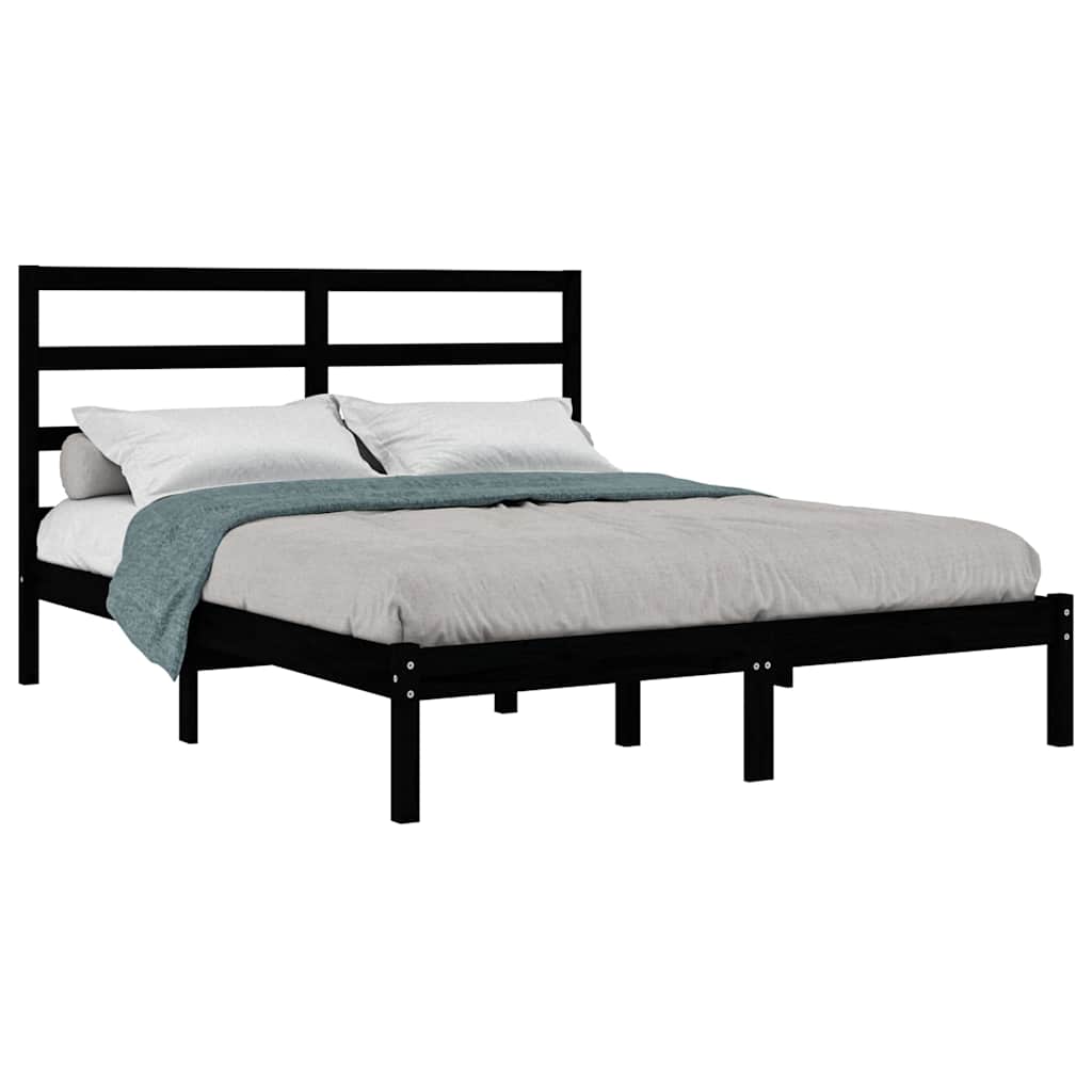 Bed Frame without Mattress Black 150x200 cm Solid Wood