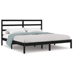 Bed Frame without Mattress Black 183x203 cm King Solid Wood