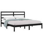 Bed Frame without Mattress Black 183x203 cm King Solid Wood