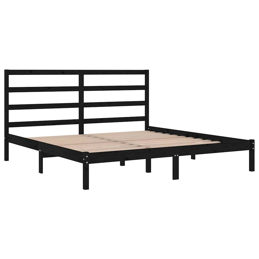 Bed Frame without Mattress Black 183x203 cm King Solid Wood