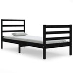 Bed Frame without Mattress Black Solid Wood Pine 90x190 cm